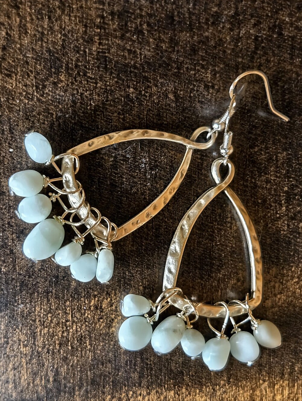 Natural Green Angelite In Artisan Handmade Silver Sterling & Silver Earrings